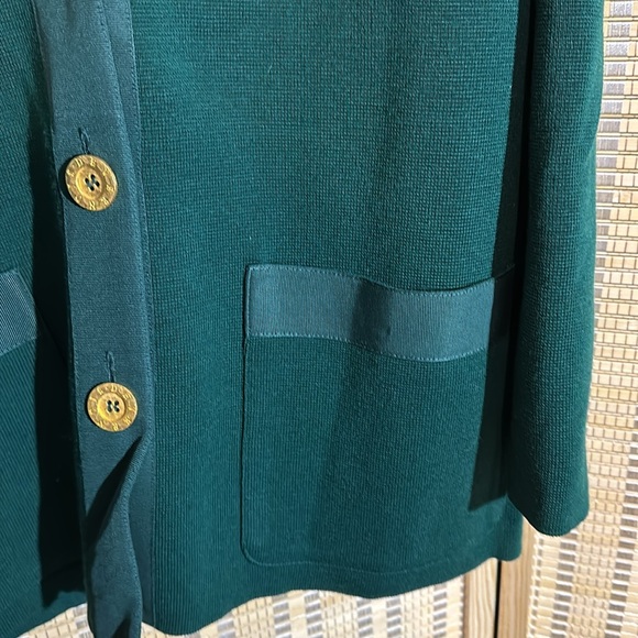 Devernois Paris Vintage 1970s Forest Green Preppy Cardigan Sweater Blazer 18? - Picture 10 of 16